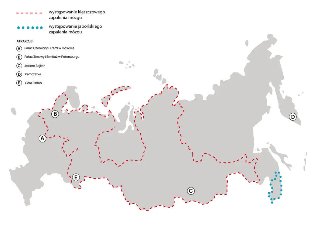 Japońskie i kleszczowe zapalenie mózgu w Rosji [mapa]