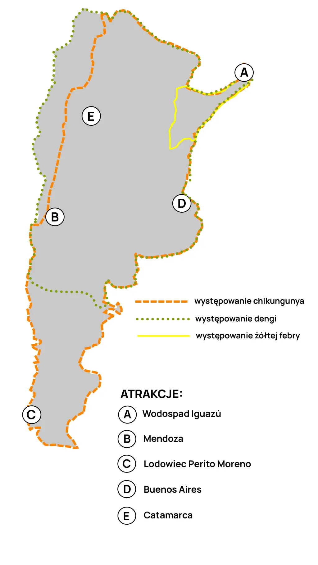Mapa dengi, chikungunyi i żółtej febry w Argentynie