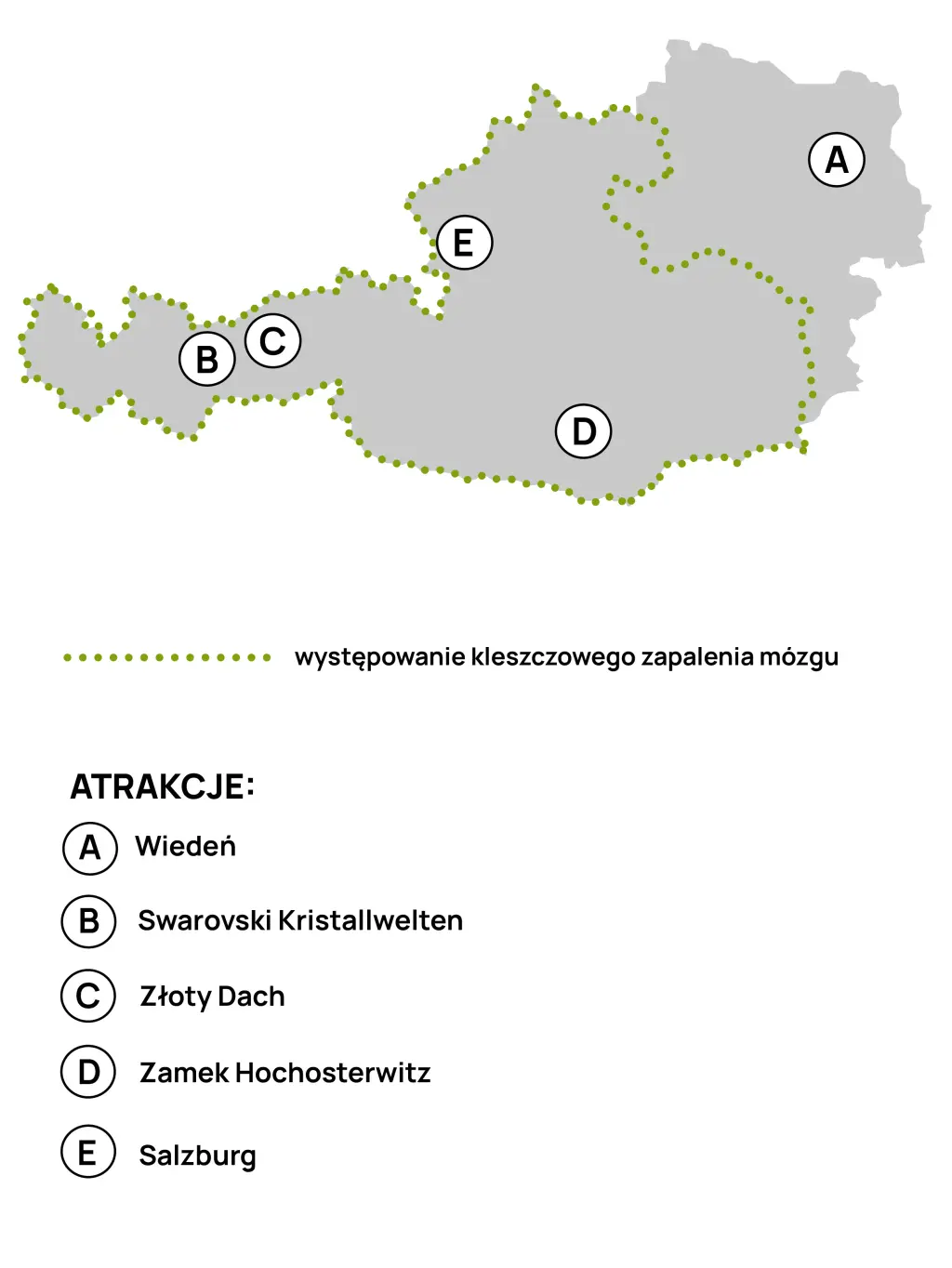 Mapa kleszczowego zapalenia mózgu w Austrii