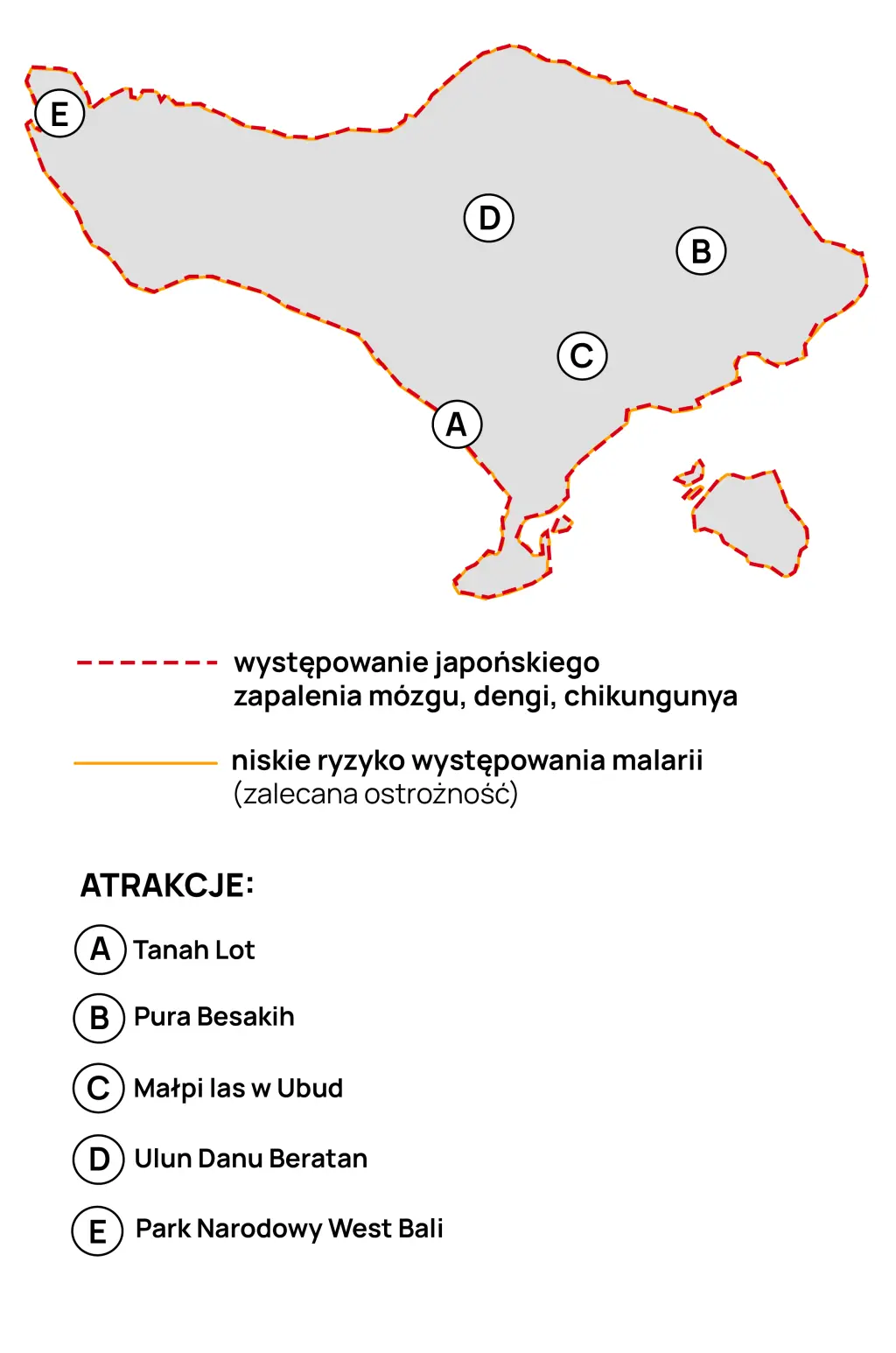 Mapa występowania japońskiego zapalenia mózgu na Bali