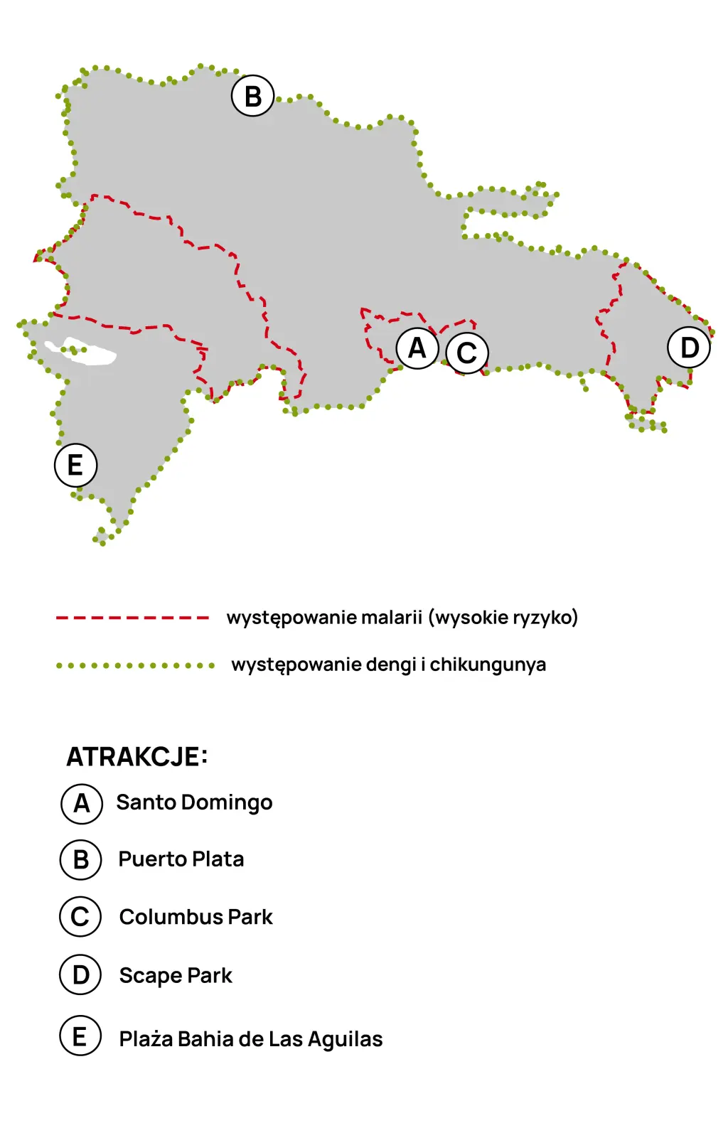 Mapa dengi,chikungunyi i malarii na Dominikanie