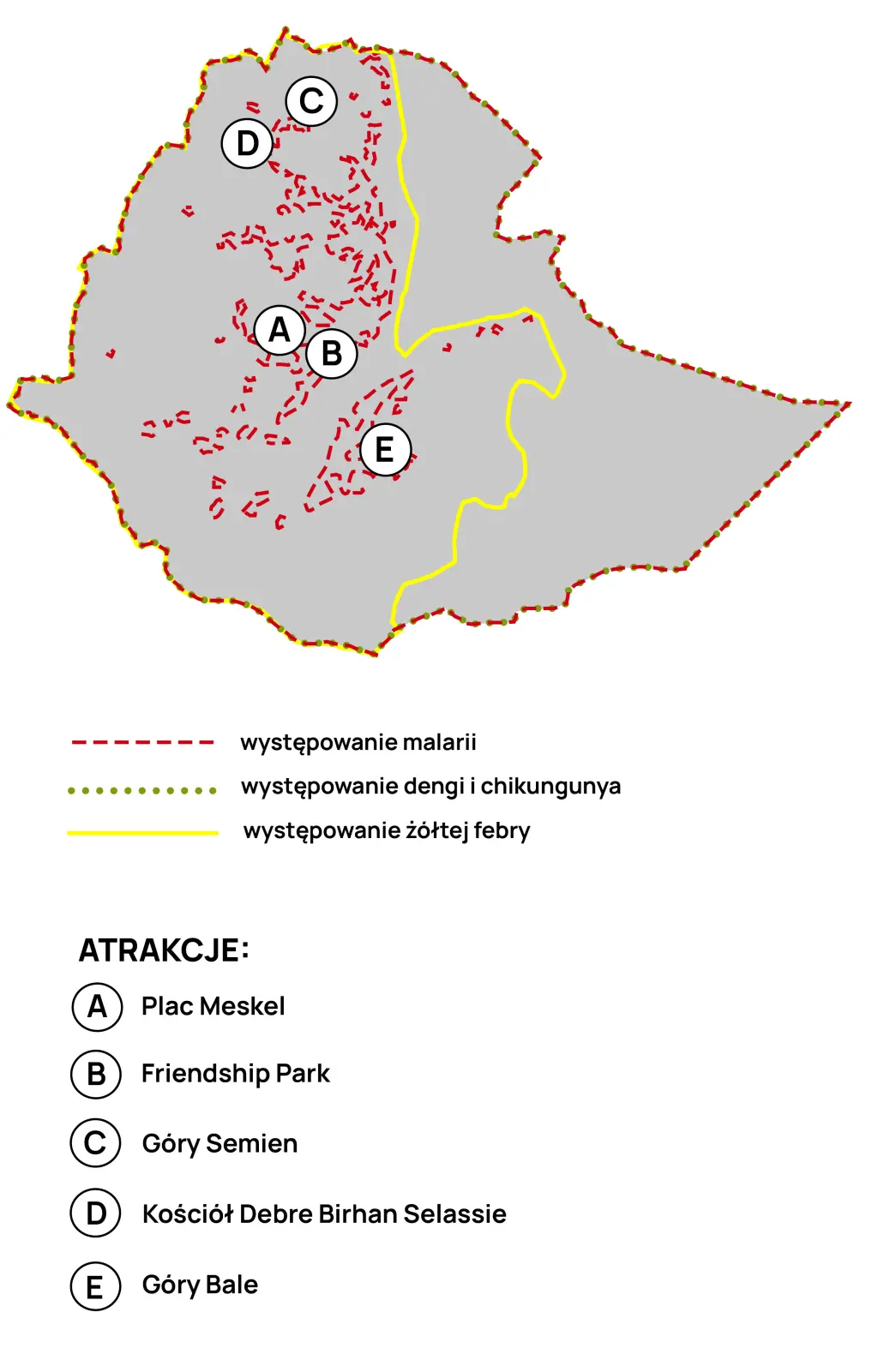 Mapa chorób przenoszonych przez komary w Etiopii