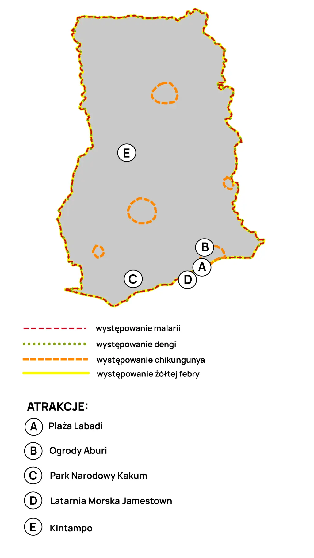 Mapa chorób przenoszonych przez komary w Ghanie