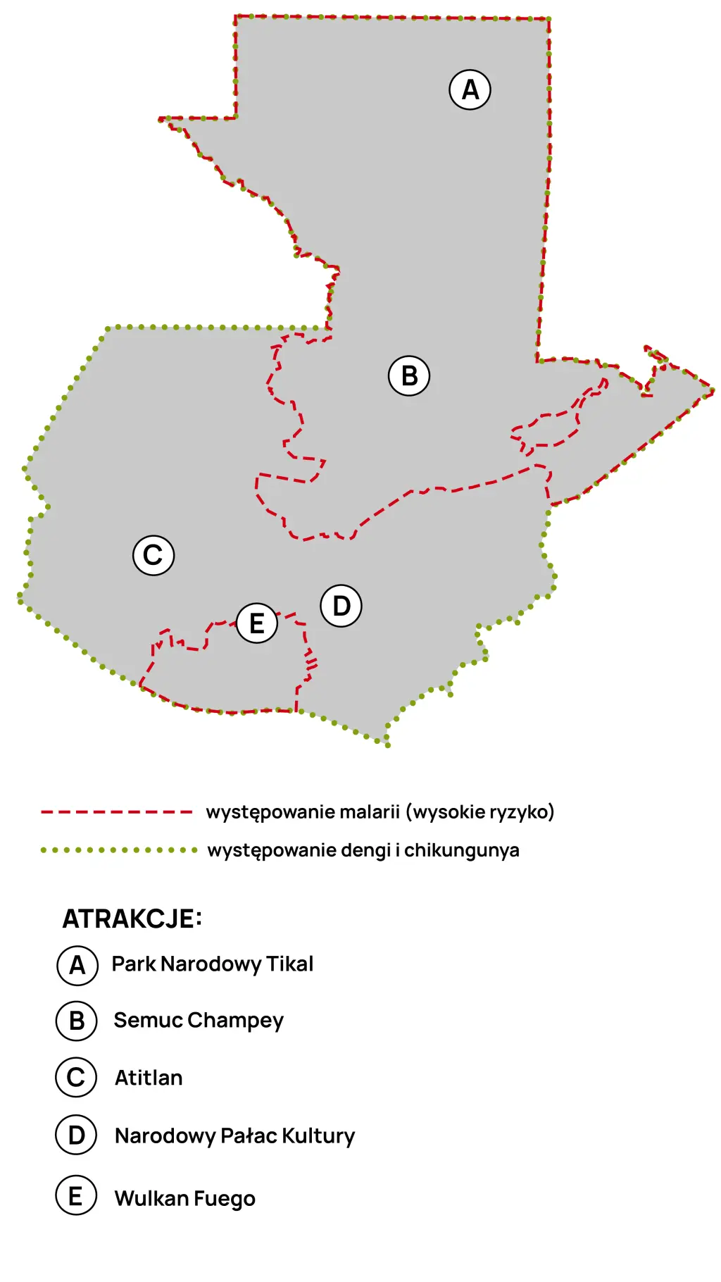 Mapa malarii, dengi i chikungunyi w Gwatemali