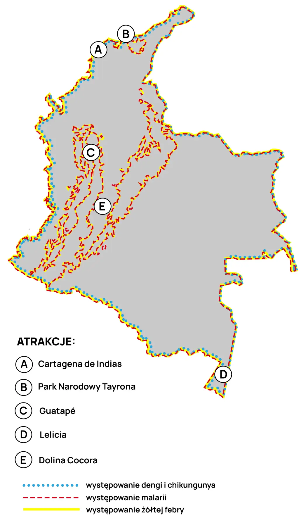 Mapa chorób wektorowych w Kolumbii
