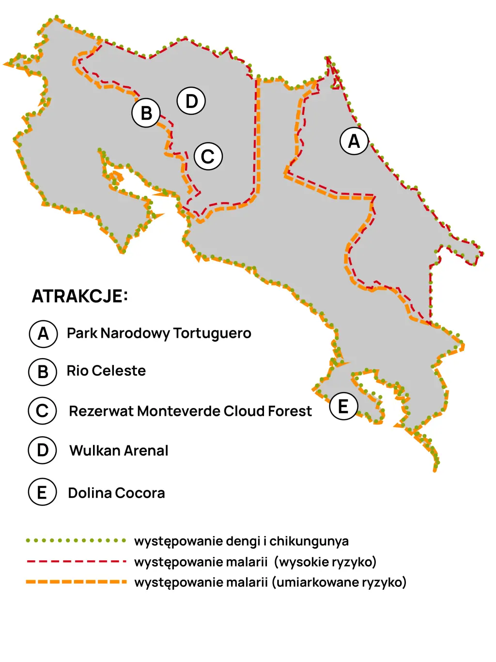 Mapa dengi i chikungunyi w Kostaryce