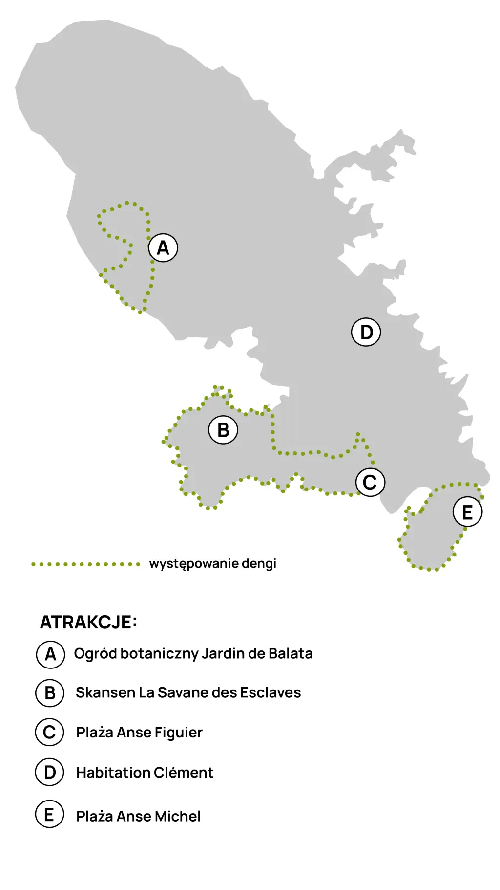Mapa występowania dengi w Martynice