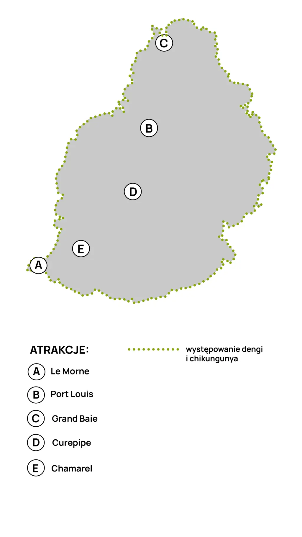 Mapa dengi i chikungunyi na Mauritiusie