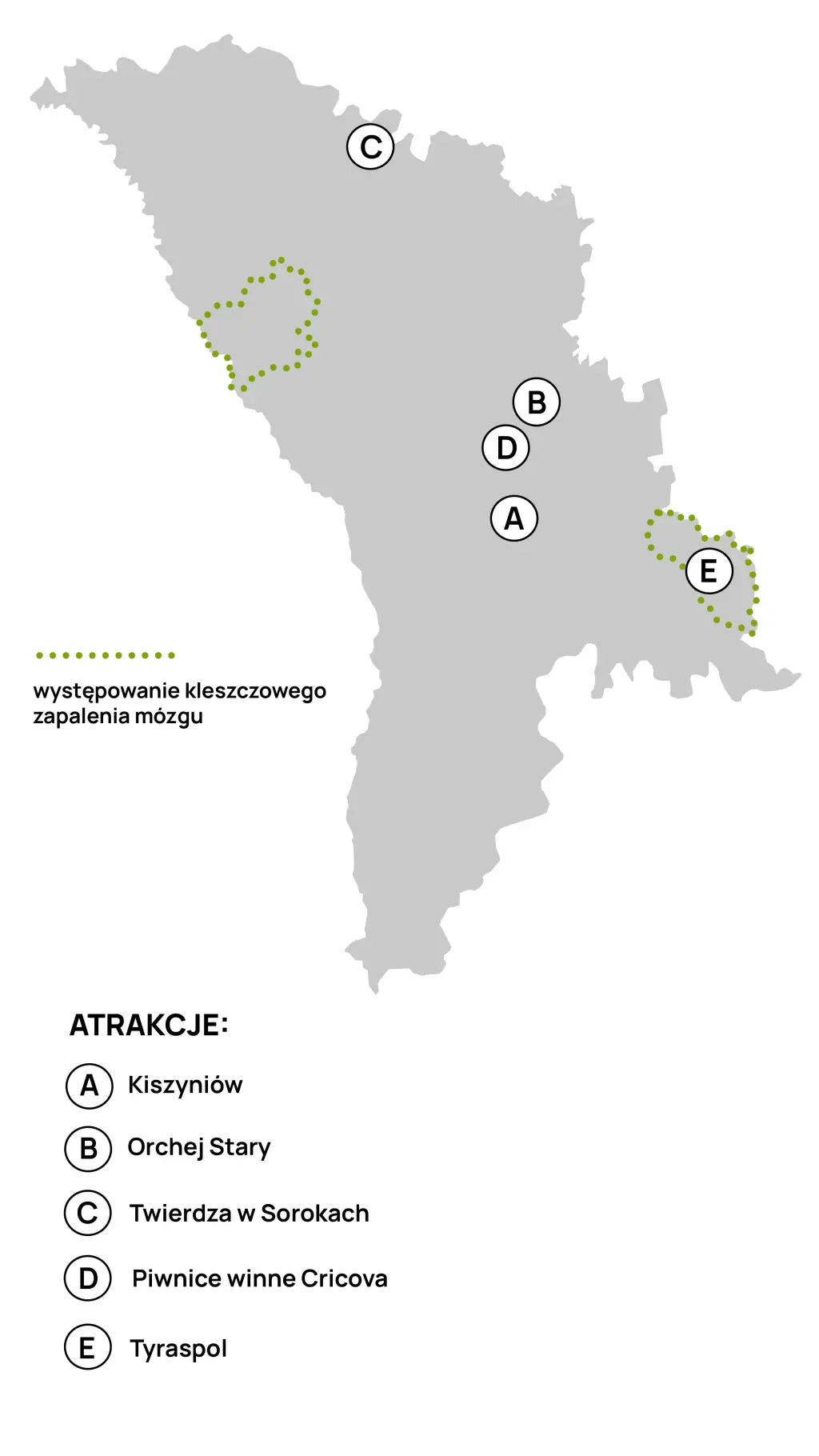 Mapa kleszczowego zapalenia mózgu w Mołdawii