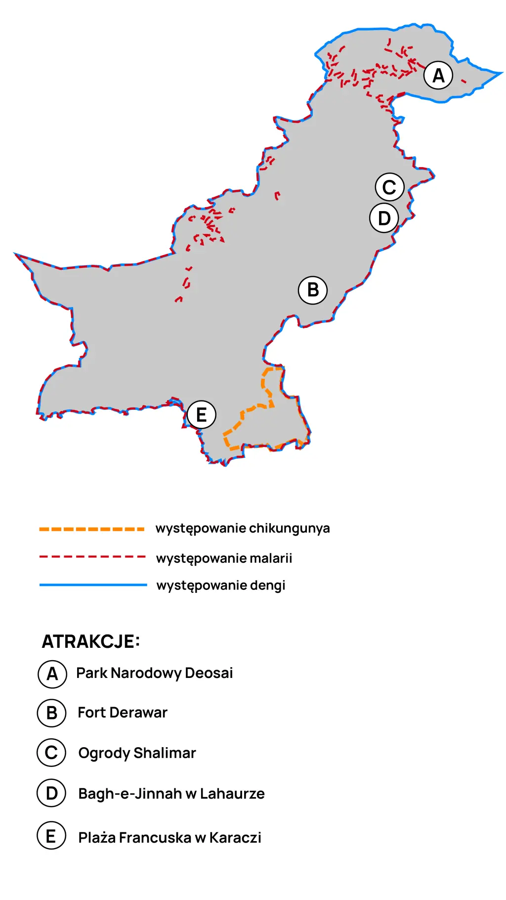 Mapa malarii, dengi i chikungunyi w Pakistanie