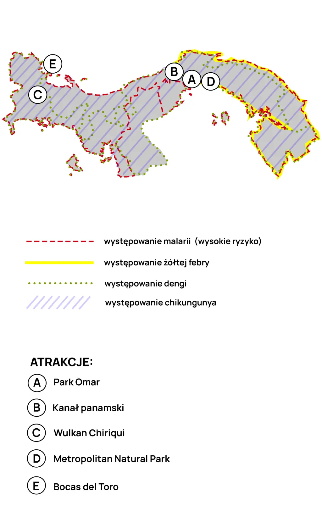 Mapa malarii, dengi, chikungunyi i żółtej febry w Panamie