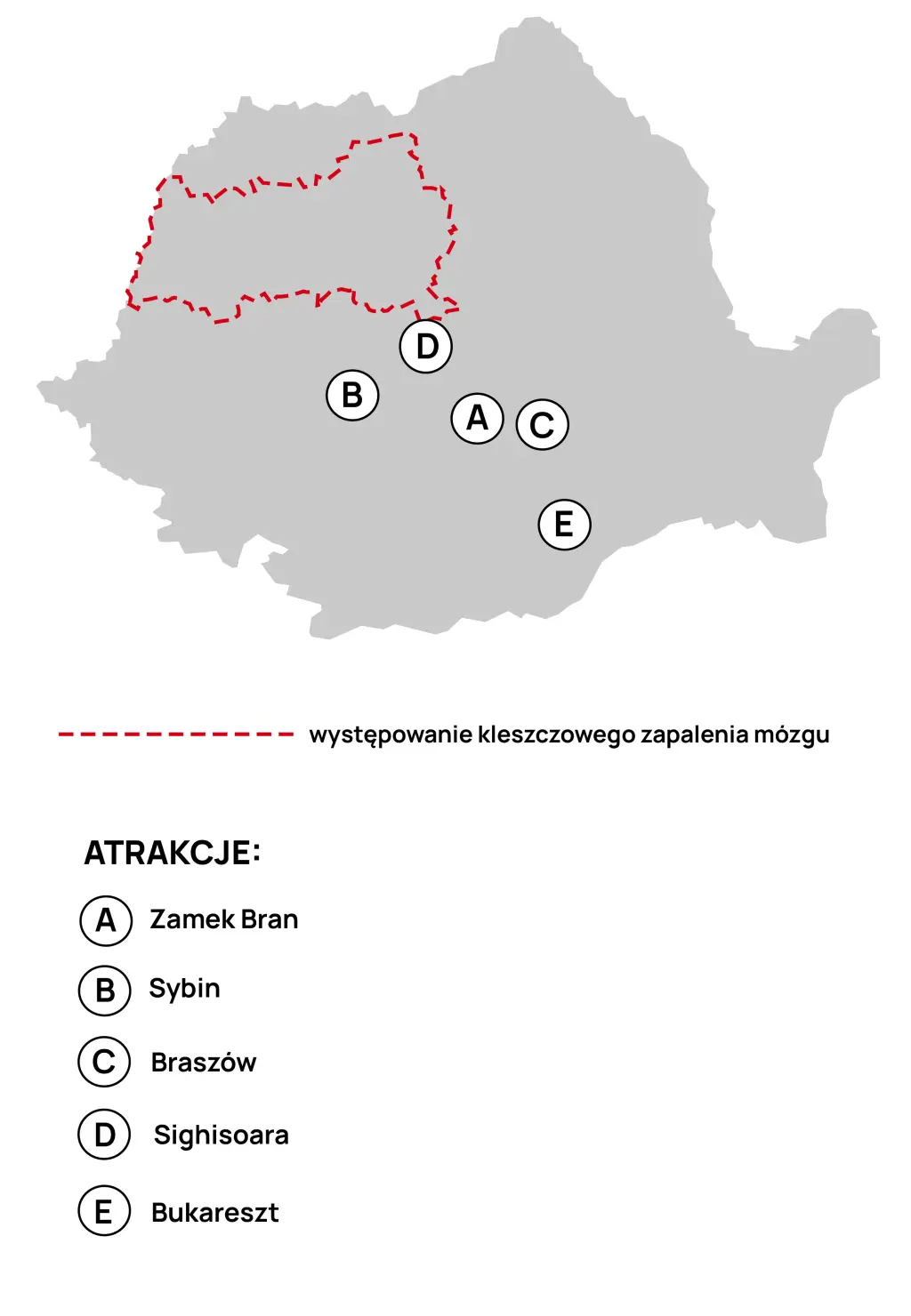 Mapa kleszczowego zapalenia mózgu w Rumunii