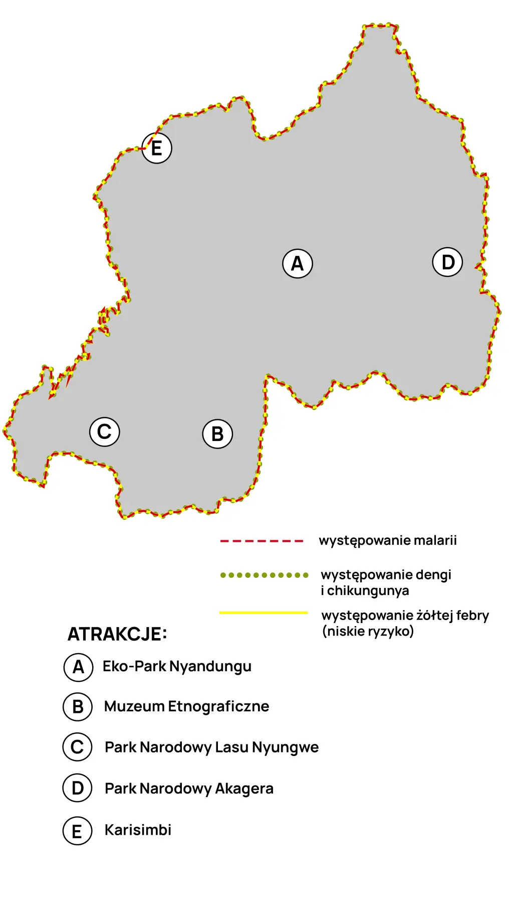 Mapa chorób przenoszonych przez komary w Rwandzie