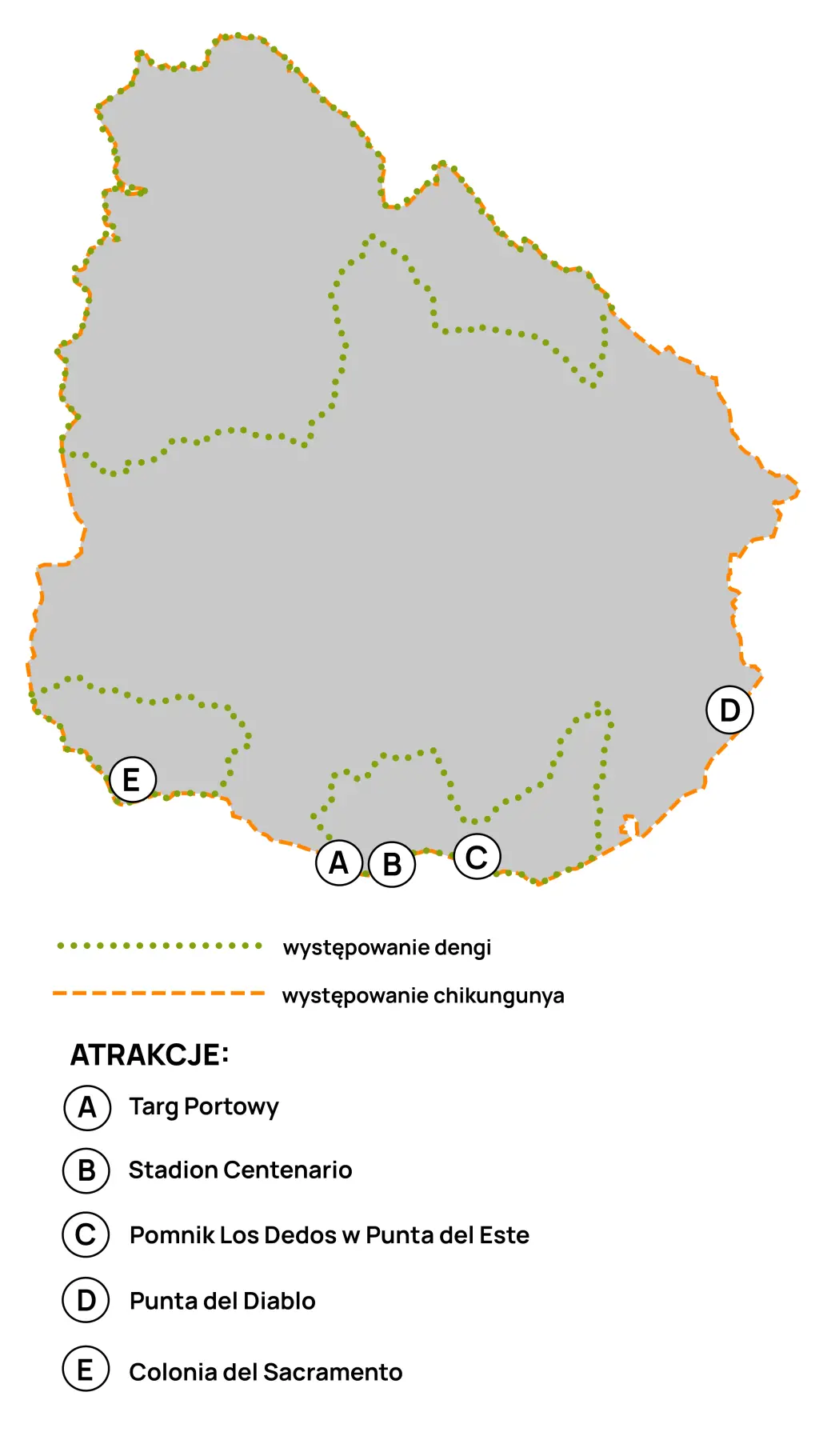 Mapa dengi i chikungunyi w Urugwaju