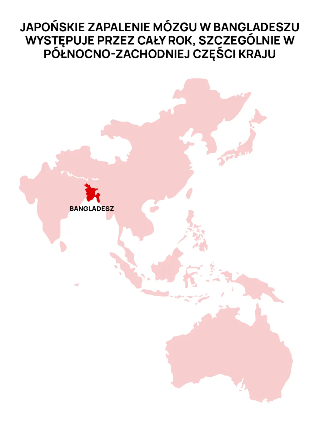 Mapa występowania japońskiego zapalenia mózgu