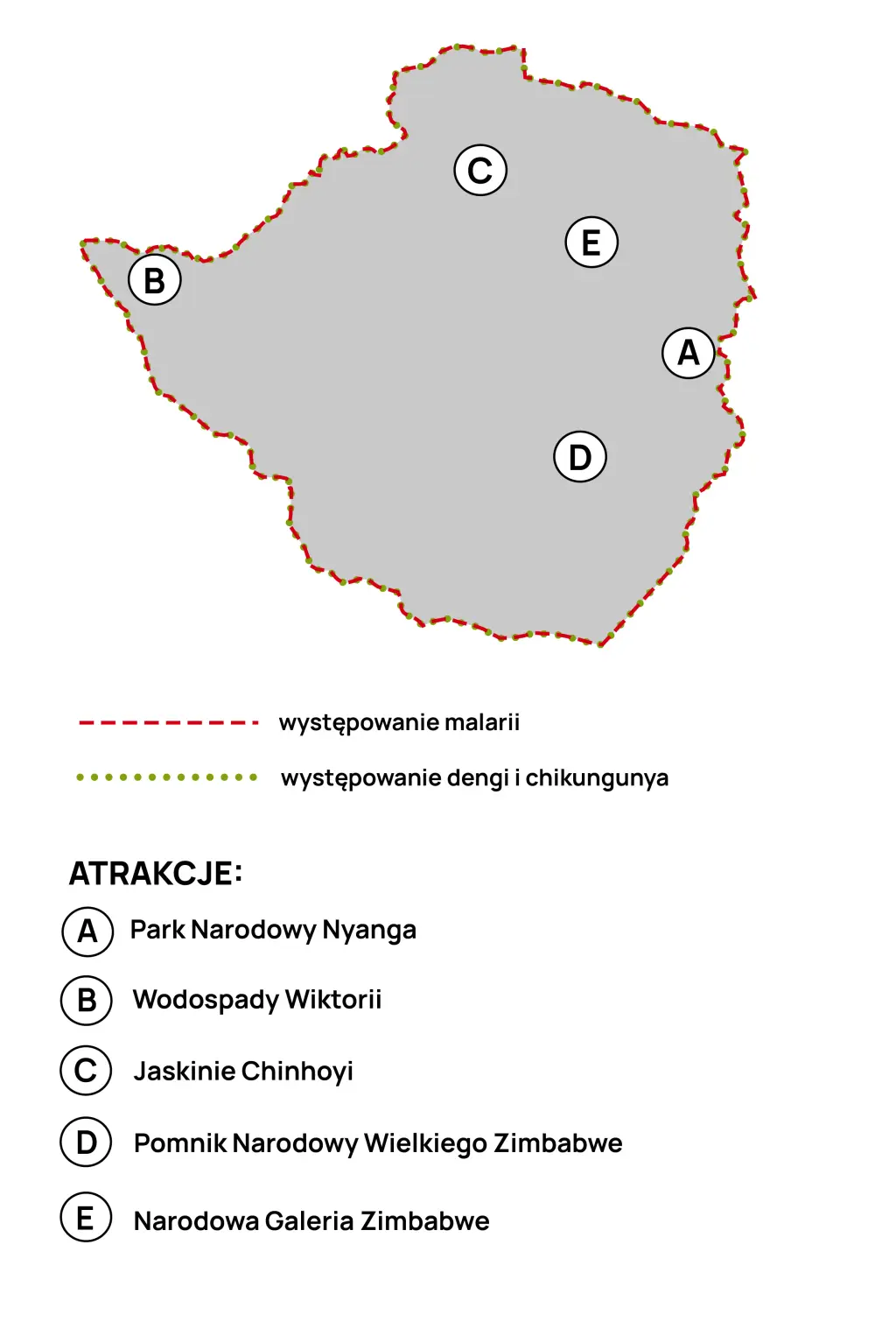 Mapa chorób przenoszonych przez komary w Zimbabwe